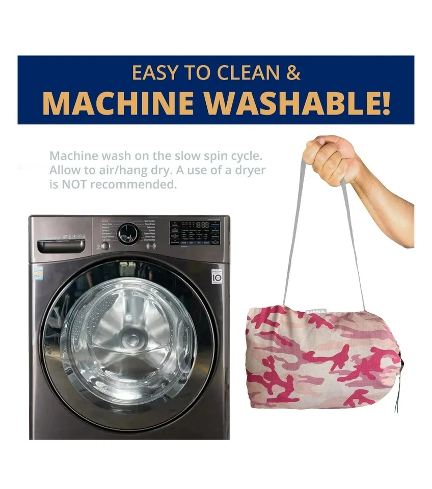 Портативный надувной матрас для кемпинга Kampair, толщина 4,75 и длина 30 дюймов, камуфляжный розовый - Изображение 4 из 4