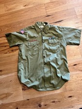 Large BSA Boy Scouts Of America Uniform Short Sleeve Men s Shirt W/Knots