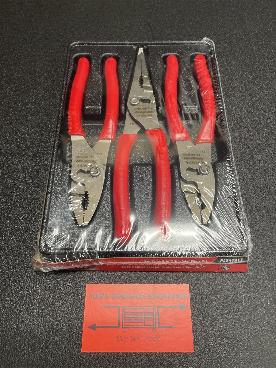 Snap-on Tools USA NEW RED 3pc Soft Grip Slip Joint Pliers Lot Set