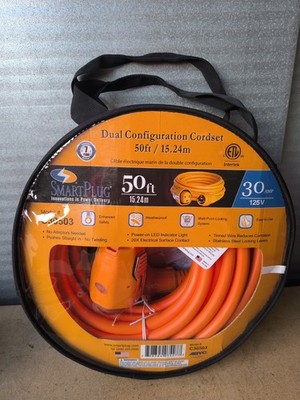 SmartPlug Dual Config 30A 125V 50ft Orange Cordset, LED