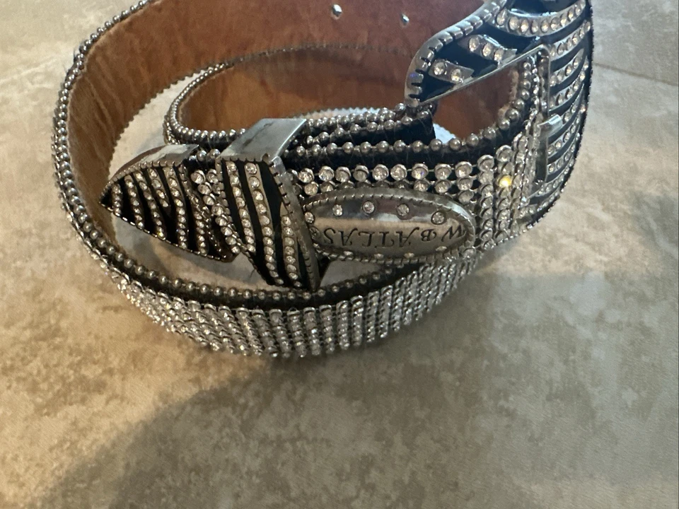 Cinturón de cuero Atlas estrás con hebilla de cebra tamaño infantil ajustable Foto 2 de 4