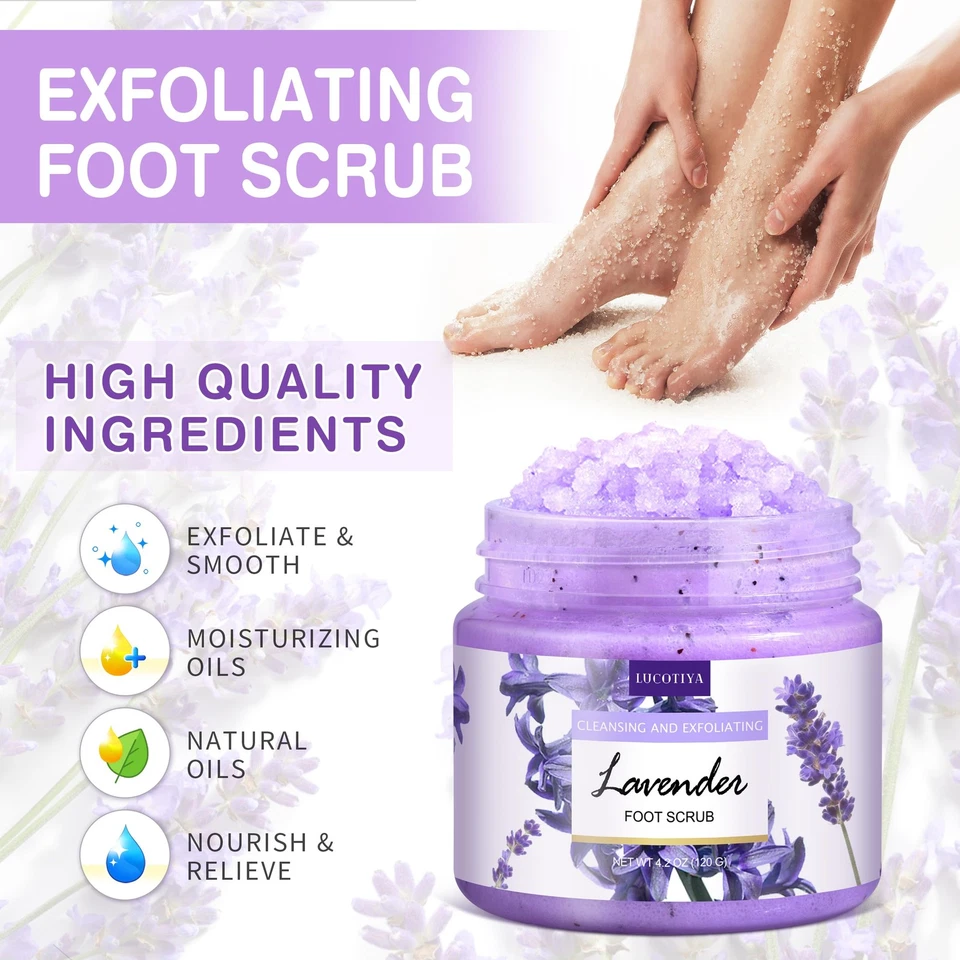 Lavender Foot Soak Set - Salts, Foot File, Scrub & Urea Cream Pedicure Suppli... - Image 3 of 4