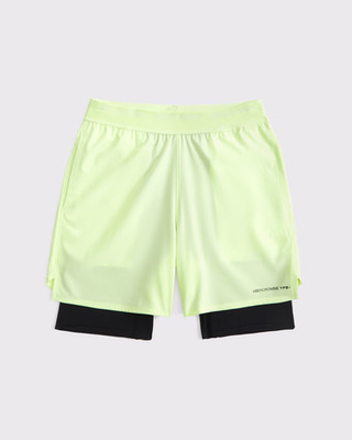 Abercrombie Kids YPB Motiontek Twofer Shorts in Lime Size 13/14