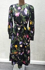 Ted Baker ARIANYA Floral Dress 1 UK 8 Wedding Guest Midi Black Botanical Scallop