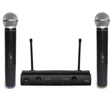 Wireless Church Microphone System UHF Karaoke DJ Dual Handheld Mic Set Cordless
