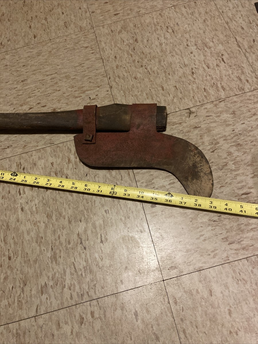 ハブの血の器　ANTIQUE vintage Vintage Fireman Brush Hook Axe from Estate w wooden handle very