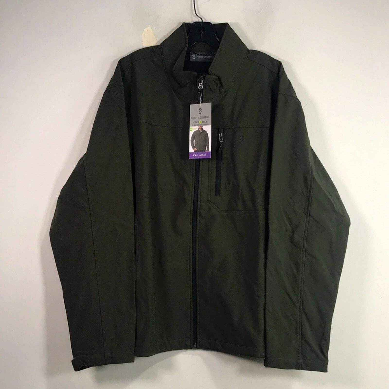 Free Country Soft Shell Zip Jacket, Men's Size XXL - Dark Olive Green