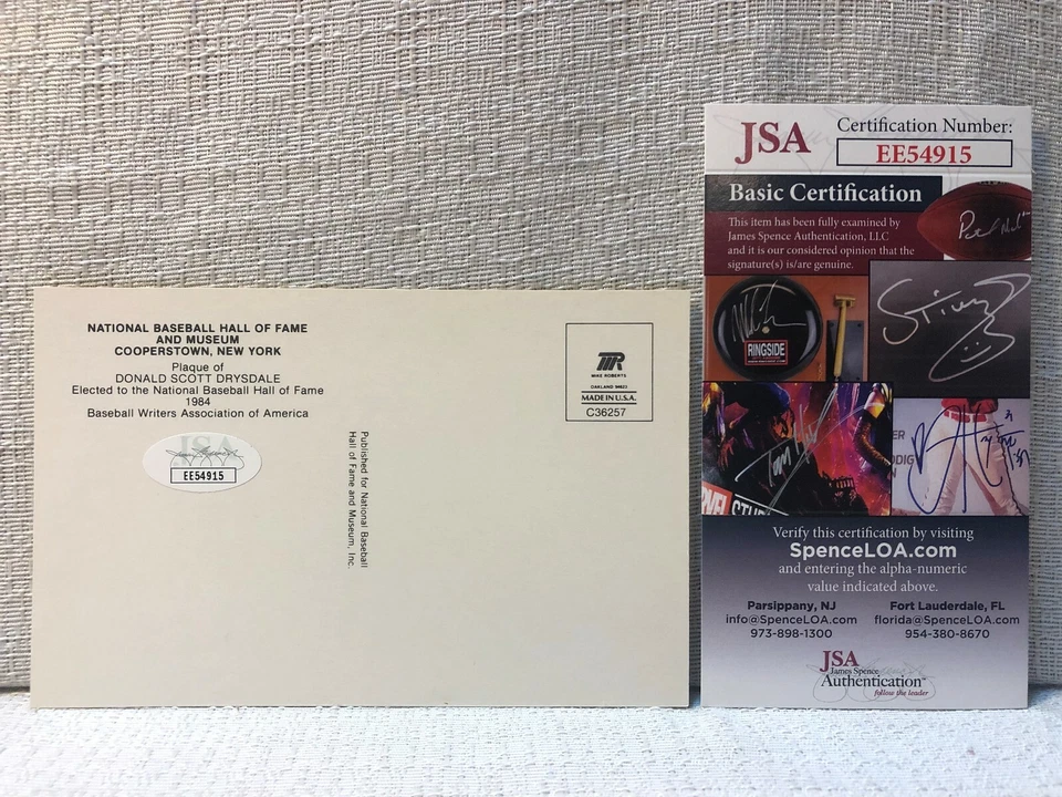 Don Drysdale Signed Autographed Gold Hall of Fame Plaque HOF Postcard Card JSA - Image 3 of 3