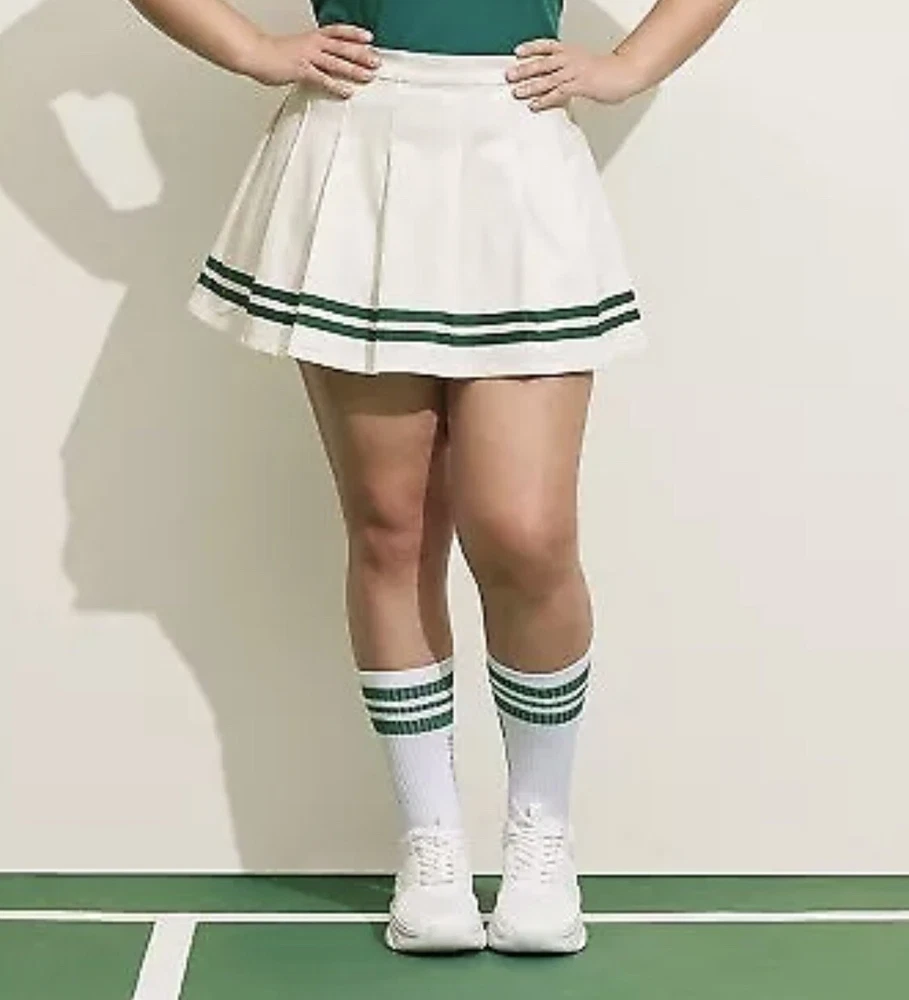 Pickleball Skirt Womens Medium Prince Pleated Striped White Green Cotton New NWT