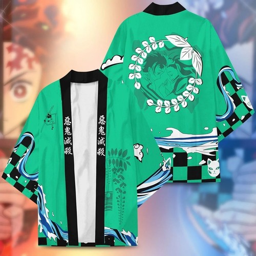 Demon Slayer Anime Kimono Cosplay Costume Yukata Unisex Outerwear Haori Coat - Picture 3 of 15