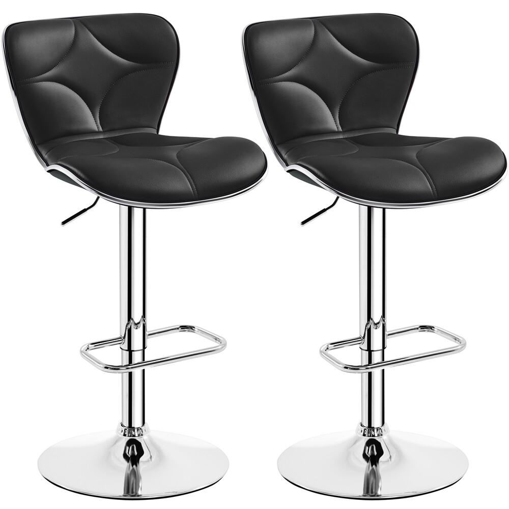 Bar Stools Set of 2 Shell Back PU Leather Adjustable Swivel Counter Stools eBay