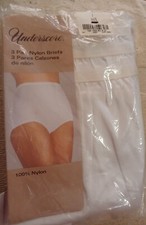 Vtg NEW Pack of 3 Underscore WHITE Nylon Briefs Panties Size 7