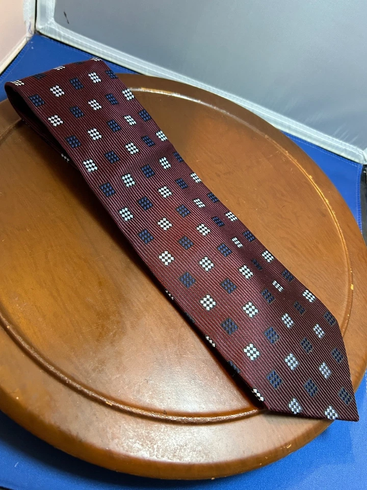 Corbata a cuadros Joseph & Feiss International Borgoña 100 % seda para hombre Foto 2 de 4