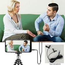 Single/Dual Head Mini Lavalier Microphone Clip Cable Lapel Mic for Android Phone
