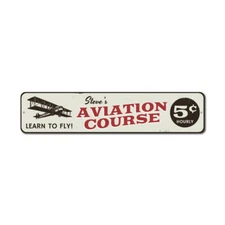 Aviation Course 5 Cents Sign, Personalized Airplane Pilot Name Metal Decor Sign