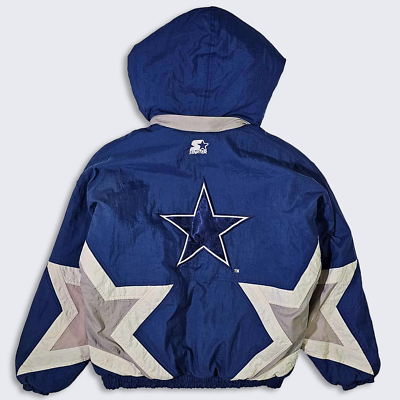 Dallas Cowboys Vintage 90s Starter Hooded Jacket - Blue Coat