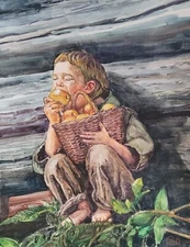 Taste,Watercolor painting, Children,11"x14", Contemporary,US