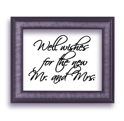 Well wishes for the new Mr. and Mrs.Script Wedding Vinyl Sticker Decal 6''h x 8''w
