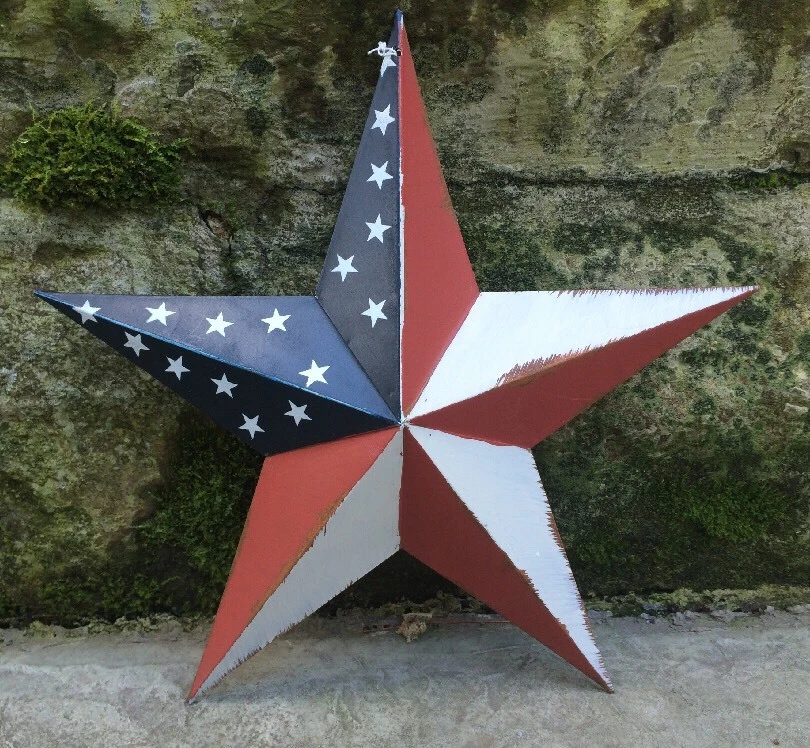 PRIMITIVE AMERICAN BARN STAR 24 INCH 24" COUNTRY FLAG RUST STARS AMERICANA METAL - Image 4 of 4
