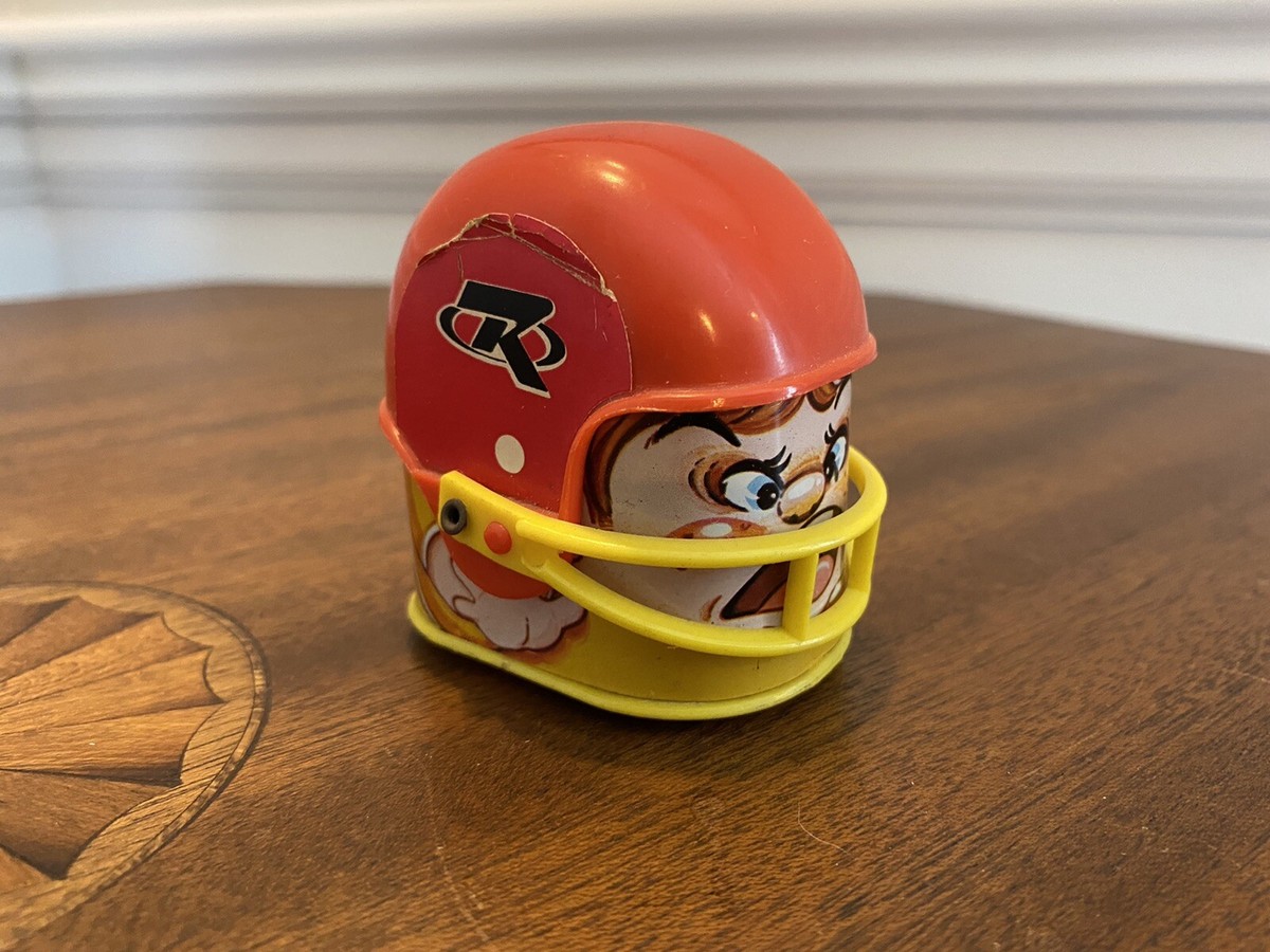 balzac in football helmet VINTAGE Wind-up American Football Helmet T.N. TRADEMARK, NOMURA TOY, JAPAN  TIN