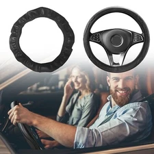 For Honda Black Leather Steering Wheel Cover Breathable Antislip Car Accessories