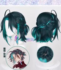Cosplay Wig Genshin Im Xiao Green Mixed Braided Short Halloween Party Prop