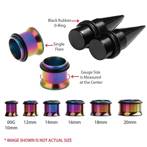 24PC Ear Stretching Kit - 00G-20mm Big Gauges - Rainbow Surgical Steel Single... - Picture 2 of 7