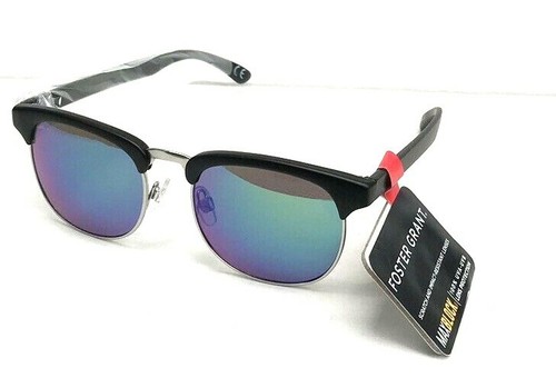 NEW Men's Foster Grant Sunglasses Teal MIRROR Cali Black Silver US Seller Fast - Picture 2 of 8