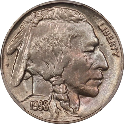 1938-D PCGS MS65 Gem BU Buffalo Nickel - Beautiful Pastel Color Toned!