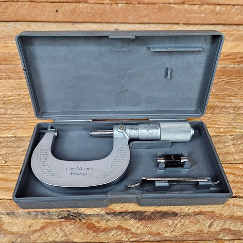 Mitutoyo 101-118 Micrometer 1-2" w/Friction Thimble Carbide Tipped Vintage READ