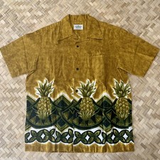 MEN'S Vintage 60s Malihini Hawaii Hawaiian Bark Cloth Aloha Shirt M