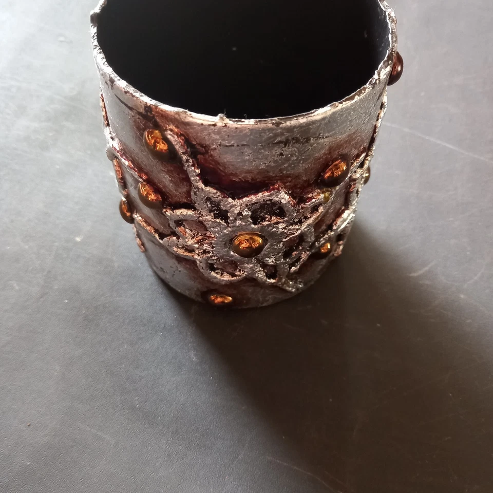 rigid bracelet cuff gold leaves flower stud silver rock punk goth woman jewelry - Image 4 of 4