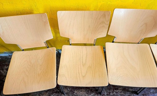 LOT of 8 KUSCH+CO 2000s RETRO LOOK HOT MOULDED PLYWOOD STACKING CHAIRS FREE SHIP - Picture 7 of 21