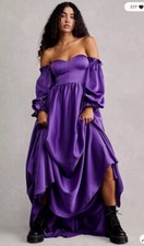 Free People Fame Partners Tora off shoulder Bustier Purple Gown Dress 