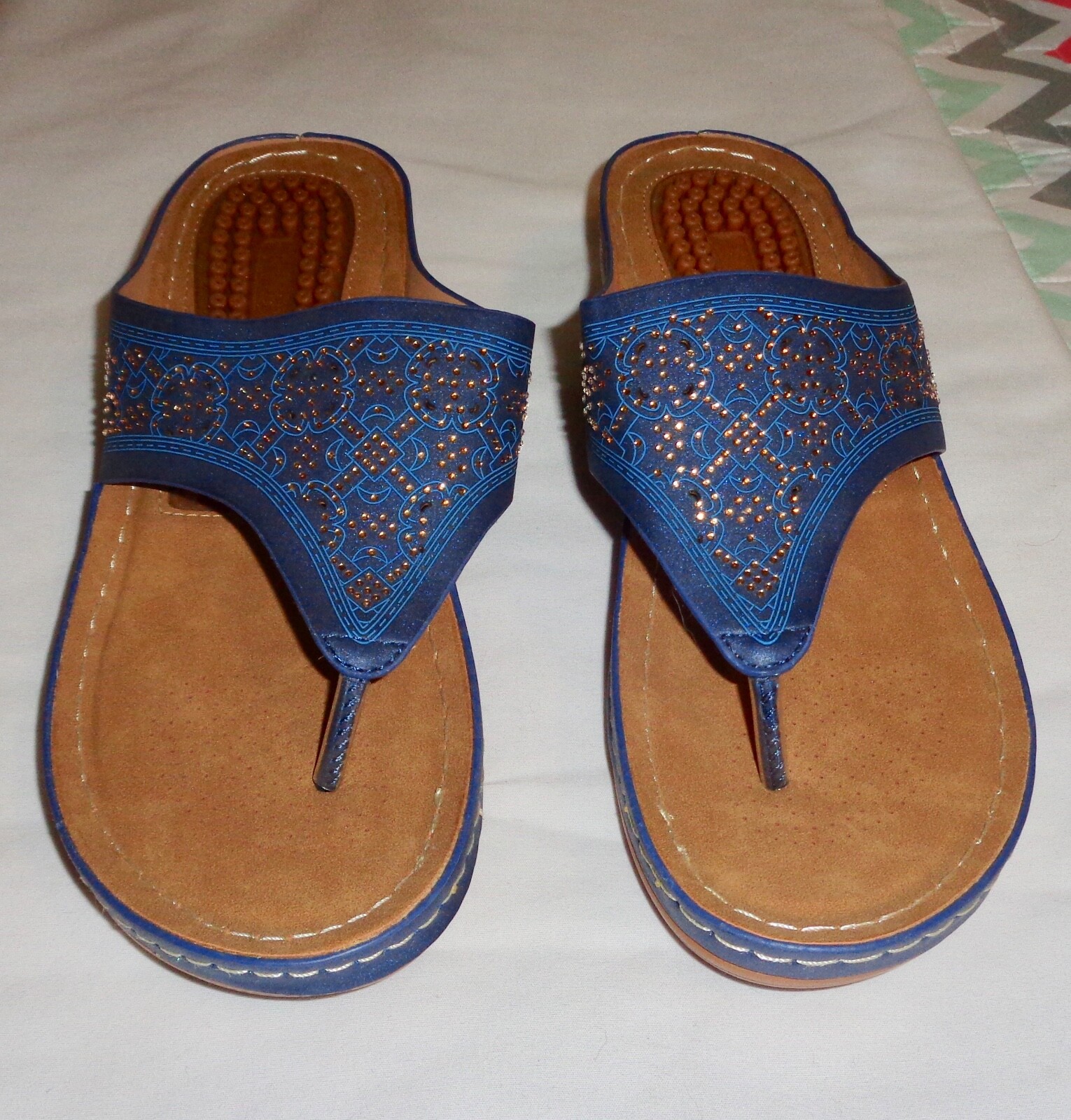 PANTOFOLA D’ORO Infradito slip on donna blu e oro taglia 8 1 2