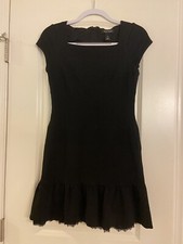White House Black Market Black Mini Dress Women Size 2 Ruffle Minimalist