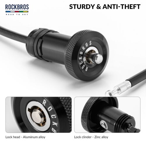 ROCKBROS Road-to-Sky Mini lucchetto a cavo come tappo manubrio lucchetto casco portatile DHL - Foto 3 di 7
