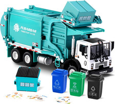 Camión de basura de metal modelo de juguete - camión de transporte de residuos de reciclaje fundido a presión 1:43 con