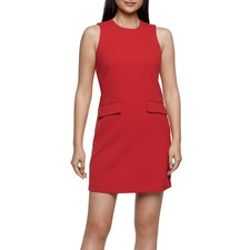 Express Women's Shift Dress, Retro-Inspired Straight and Easy Fit Mini Red XS