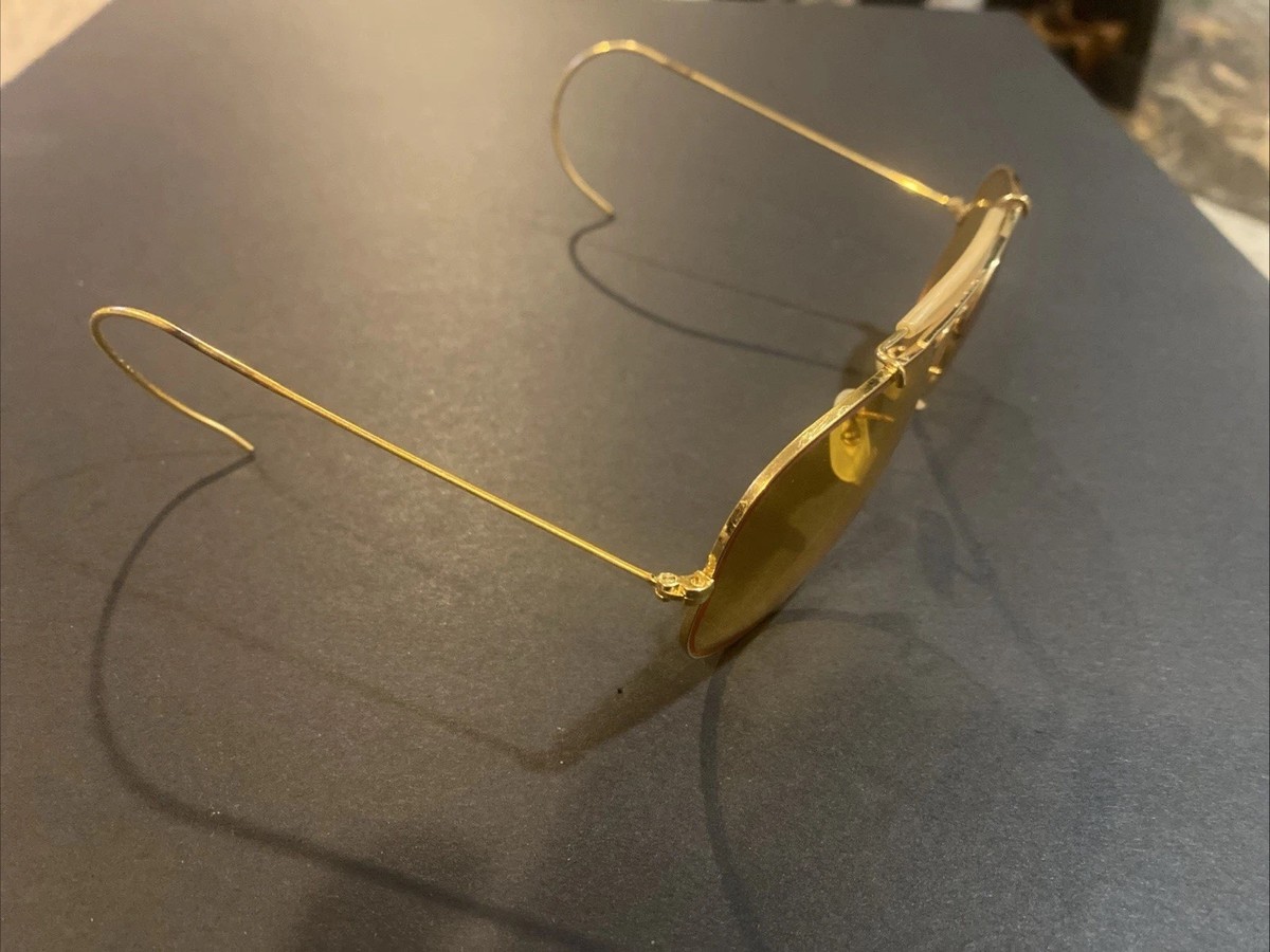 Vintage B&L Ray Ban USA 58-14 Ambermatic Yellow Wrap-around