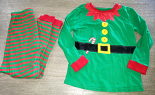 boys or girls Christmas elf winter Pajamas 2 pc sleepwear set size 10/12 stripes