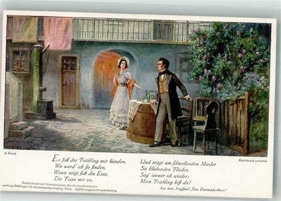 38102786 - signed Broch Scene from The Dreimaederlhaus by Franz Schubert Colourful