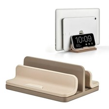 Dual Vertical Laptop Stand, 3 in 1 Upright Desktop Stand Holder with Apricot