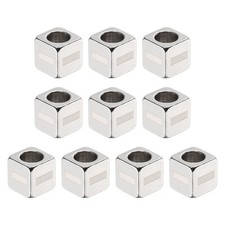 10Pcs Stainless Steels Letter Beads Alphabet Letter I Cube Silver Dice Beads