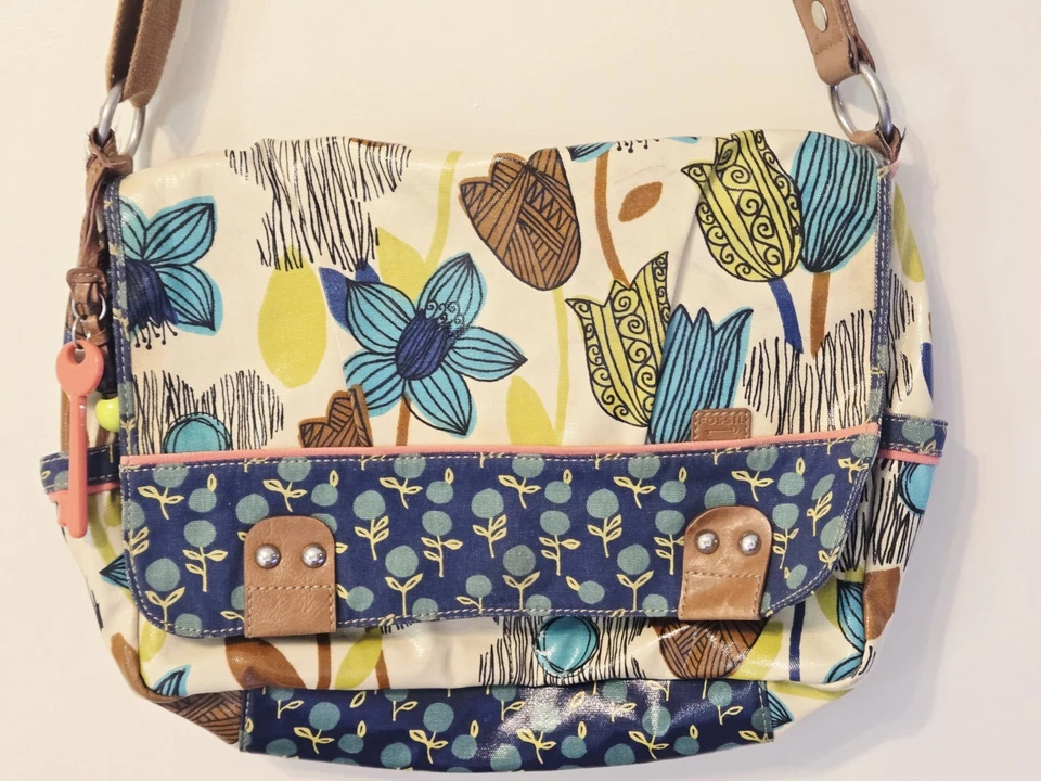 Bolso Bandolera de Viaje para Laptop FOSSIL Key-per Lona Recubierta Floral Multicolor Foto 3 de 4