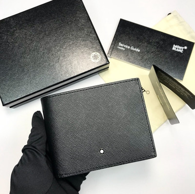 Montblanc Men s Leather Wallet   MB130315 6CC with Money Clip - FullBox