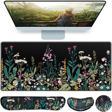 Desk Mat, Large Gaming Mouse Pad with Wrist Rest, 4In1 XXL Mousepad Keyboard Wri