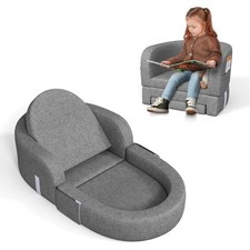 Toddler Travel Bed 2-in-1 Kids Sofa Chair with Removable Cover, Soft Foam Por...