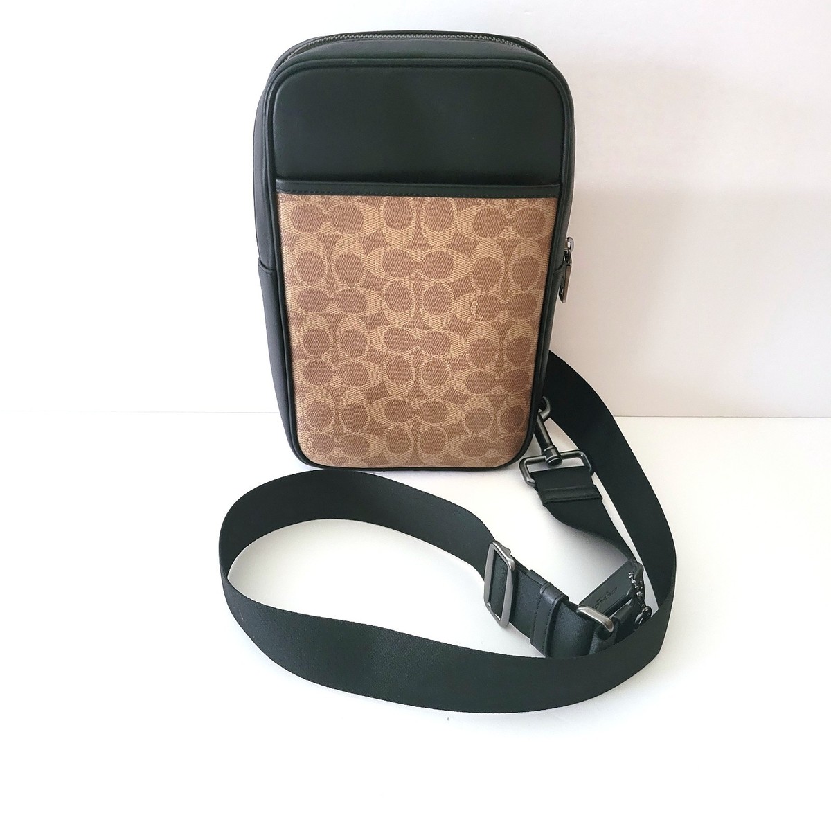 Coach CCQ51 Turner Pack Signature Leather Sling Bag Messenger Tan