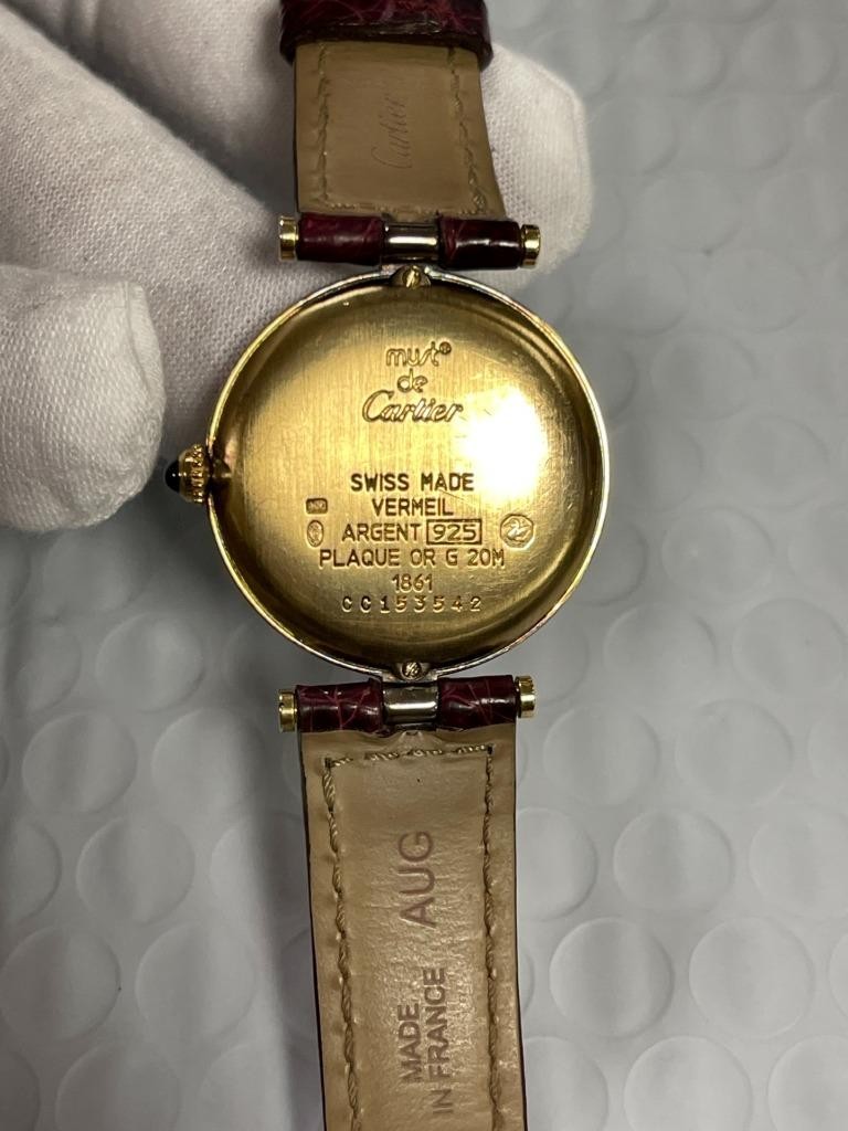 MUST DE CARTIER 1861 925 VERMEIL ARGENT 30mm QUARTZ WATCH. | eBay